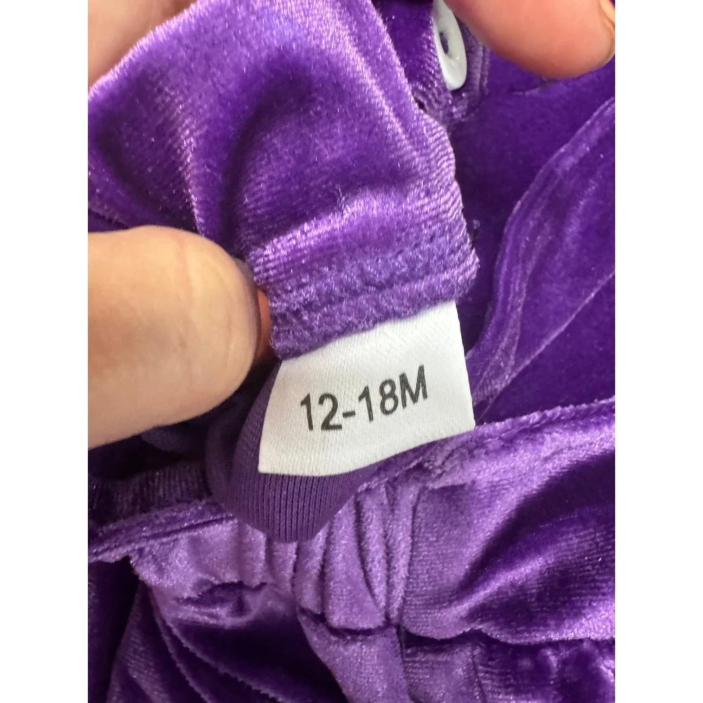 Baby Girls My 1st Halloween Costume Set 12-18M Purple Velvet Pumpkin Jumper 3pc